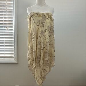 00s Silk Whimsical Sheer Flowy Ruffle Top